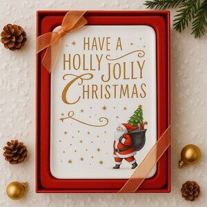 Christmas Santa Decorative Tray Clause Holiday Decor Festive In Gift Box
